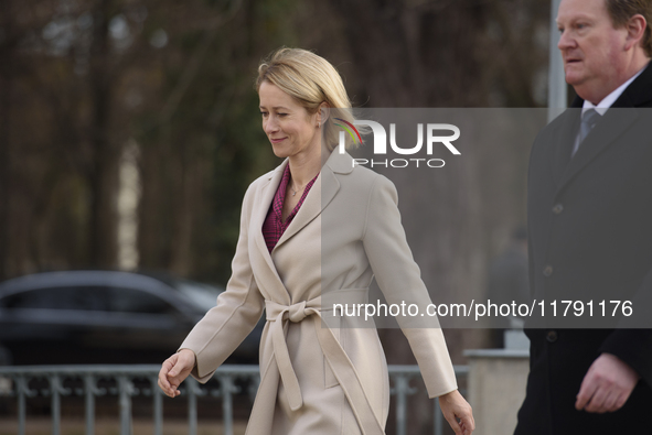 Former Prime Minister of Estonia, Kaja Kallas, arrives at the EU's Big Five meeting in Warsaw, Poland, on November 19, 2024. Polish Minister...