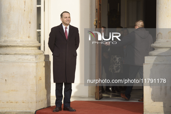 Poland's Minister of Foreign Affairs, Radoslaw Sikorski, waits for his counterparts before the EU's Big Five meeting in Warsaw, Poland, on N...