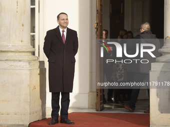 Poland's Minister of Foreign Affairs, Radoslaw Sikorski, waits for his counterparts before the EU's Big Five meeting in Warsaw, Poland, on N...