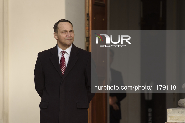 Poland's Minister of Foreign Affairs, Radoslaw Sikorski, waits for his counterparts before the EU's Big Five meeting in Warsaw, Poland, on N...