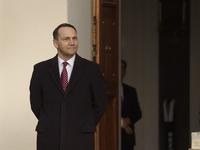 Poland's Minister of Foreign Affairs, Radoslaw Sikorski, waits for his counterparts before the EU's Big Five meeting in Warsaw, Poland, on N...