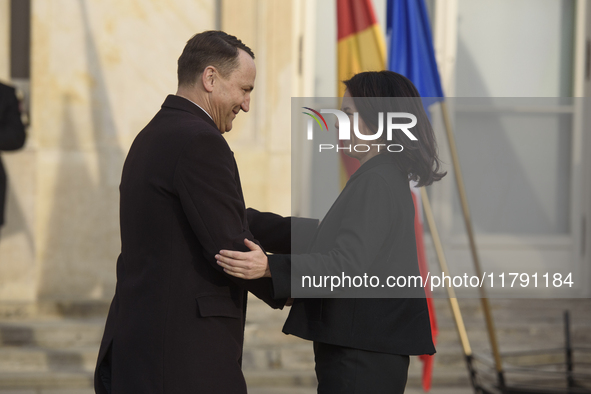 German Minister of Foreign Affairs Annalena Baerbock is welcomed by Polish Minister of Foreign Affairs Radoslaw Sikorski before the EU's Big...