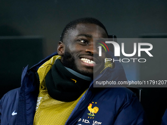 Dayot Upamecano of France looks on during the UEFA Nations League 2024/25 League A Group 2 match between Italy and France at Stadio Giuseppe...