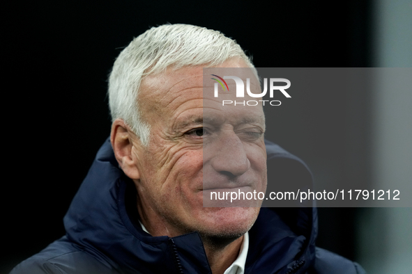 Didier Deschamps head coach of France winks during the UEFA Nations League 2024/25 League A Group 2 match between Italy and France at Stadio...