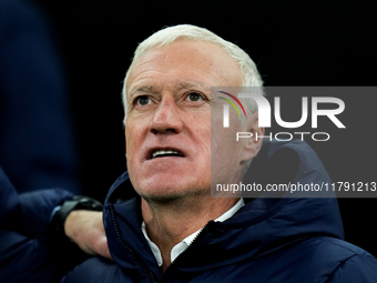 Didier Deschamps head coach of France sings national anthem during the UEFA Nations League 2024/25 League A Group 2 match between Italy and...