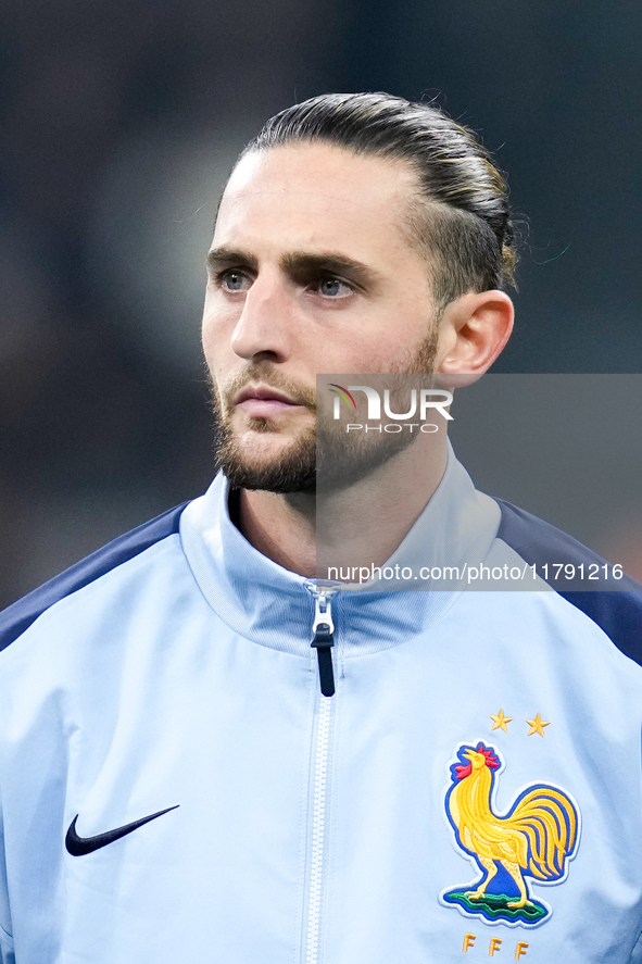 Adrien Rabiot of France looks on during the UEFA Nations League 2024/25 League A Group 2 match between Italy and France at Stadio Giuseppe M...