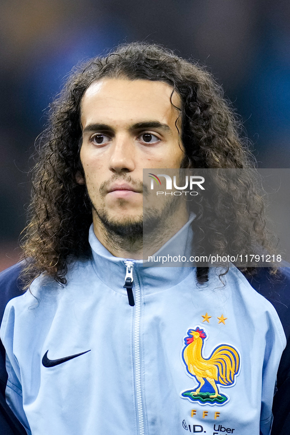 Matteo Guendouzi of France looks on during the UEFA Nations League 2024/25 League A Group 2 match between Italy and France at Stadio Giusepp...