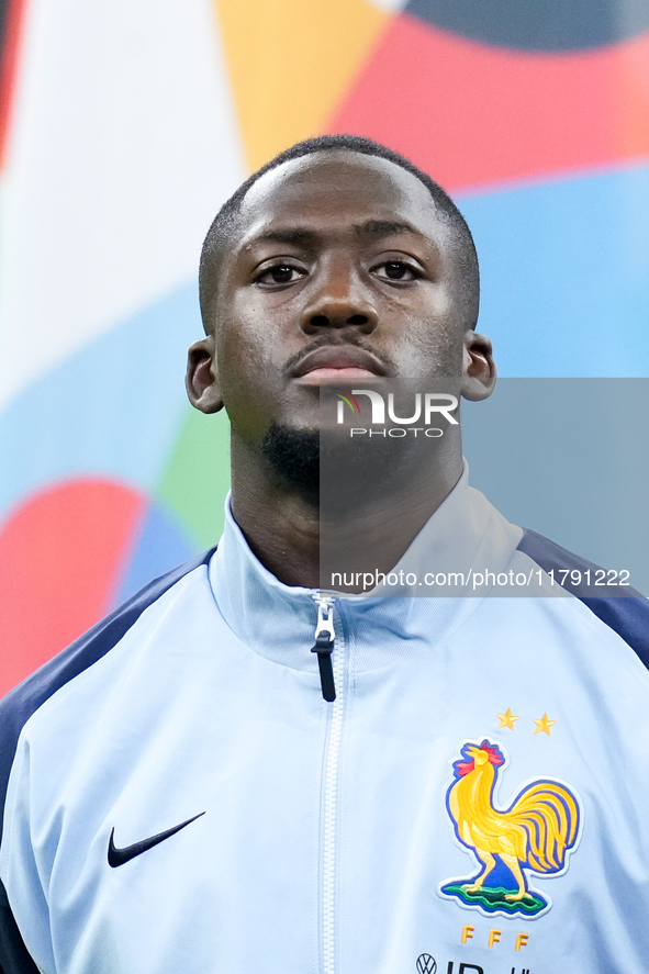 Ibrahima Konate' of France looks on during the UEFA Nations League 2024/25 League A Group 2 match between Italy and France at Stadio Giusepp...