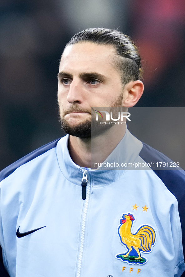 Adrien Rabiot of France looks on during the UEFA Nations League 2024/25 League A Group 2 match between Italy and France at Stadio Giuseppe M...