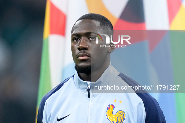 Ibrahima Konate' of France looks on during the UEFA Nations League 2024/25 League A Group 2 match between Italy and France at Stadio Giusepp...