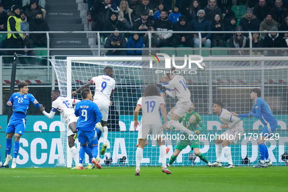 Adrien Rabiot of France scores first goal during the UEFA Nations League 2024/25 League A Group 2 match between Italy and France at Stadio G...