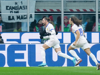 Adrien Rabiot of France celebrates after scoring first goal during the UEFA Nations League 2024/25 League A Group 2 match between Italy and...