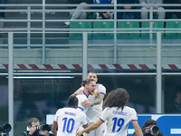 Adrien Rabiot of France celebrates after scoring first goal during the UEFA Nations League 2024/25 League A Group 2 match between Italy and...