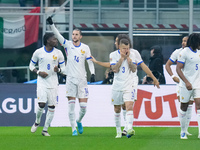 Adrien Rabiot of France celebrates after scoring first goal during the UEFA Nations League 2024/25 League A Group 2 match between Italy and...