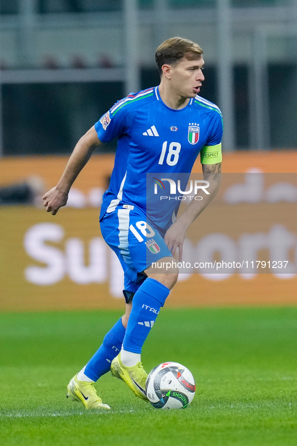 Nicolo' Barella of Italy during the UEFA Nations League 2024/25 League A Group 2 match between Italy and France at Stadio Giuseppe Meazza on...