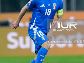 Nicolo' Barella of Italy during the UEFA Nations League 2024/25 League A Group 2 match between Italy and France at Stadio Giuseppe Meazza on...