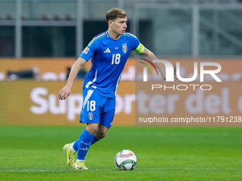 Nicolo' Barella of Italy during the UEFA Nations League 2024/25 League A Group 2 match between Italy and France at Stadio Giuseppe Meazza on...