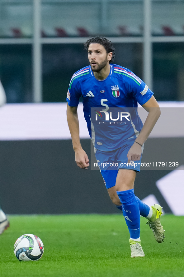 Manuel Locatelli of Italy during the UEFA Nations League 2024/25 League A Group 2 match between Italy and France at Stadio Giuseppe Meazza o...