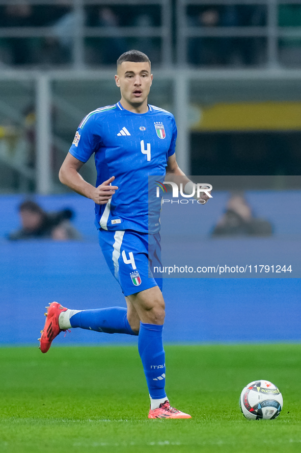 Alessandro Buongiorno of Italy during the UEFA Nations League 2024/25 League A Group 2 match between Italy and France at Stadio Giuseppe Mea...