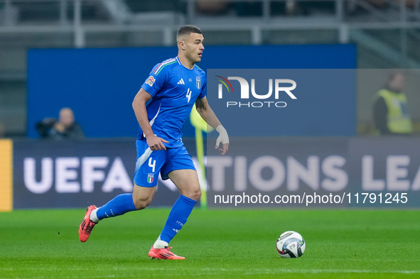 Alessandro Buongiorno of Italy during the UEFA Nations League 2024/25 League A Group 2 match between Italy and France at Stadio Giuseppe Mea...