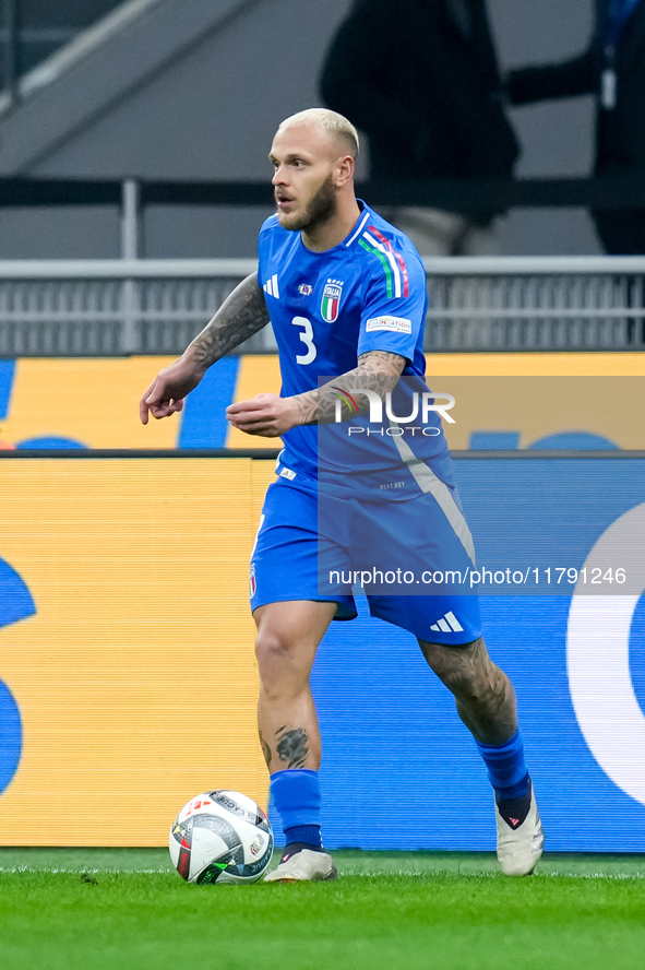 Federico Dimarco of Italy during the UEFA Nations League 2024/25 League A Group 2 match between Italy and France at Stadio Giuseppe Meazza o...