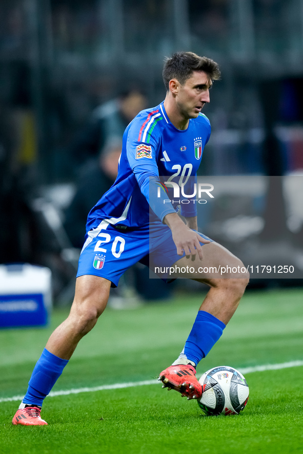 Andrea Cambiaso of Italy during the UEFA Nations League 2024/25 League A Group 2 match between Italy and France at Stadio Giuseppe Meazza on...