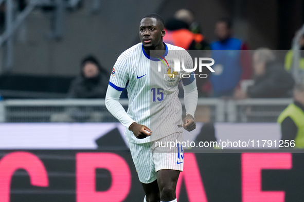 Ibrahima Konate' of France looks on during the UEFA Nations League 2024/25 League A Group 2 match between Italy and France at Stadio Giusepp...