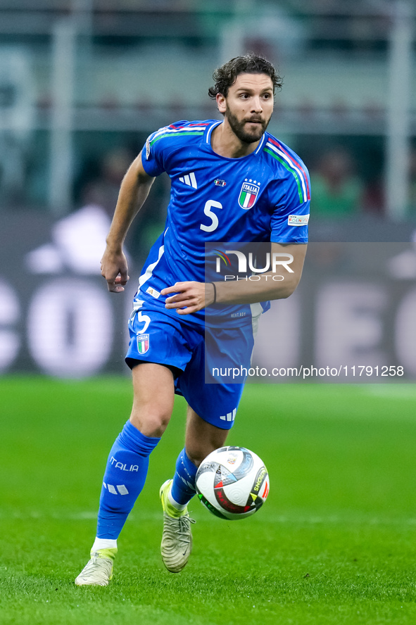 Manuel Locatelli of Italy during the UEFA Nations League 2024/25 League A Group 2 match between Italy and France at Stadio Giuseppe Meazza o...