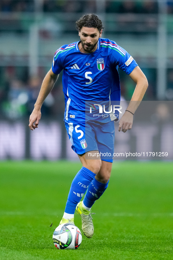 Manuel Locatelli of Italy during the UEFA Nations League 2024/25 League A Group 2 match between Italy and France at Stadio Giuseppe Meazza o...