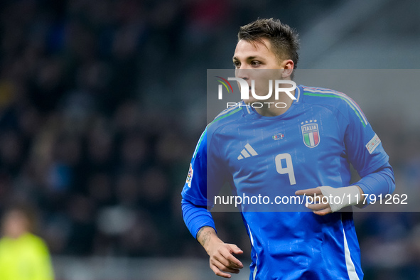 Mateo Retegui of Italy looks on during the UEFA Nations League 2024/25 League A Group 2 match between Italy and France at Stadio Giuseppe Me...