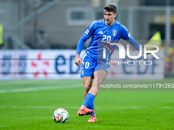 Andrea Cambiaso of Italy during the UEFA Nations League 2024/25 League A Group 2 match between Italy and France at Stadio Giuseppe Meazza on...