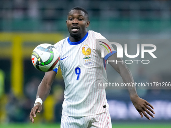 Marcus Thuram of France controls the ball during the UEFA Nations League 2024/25 League A Group 2 match between Italy and France at Stadio G...