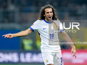 Matteo Guendouzi of France yells during the UEFA Nations League 2024/25 League A Group 2 match between Italy and France at Stadio Giuseppe M...