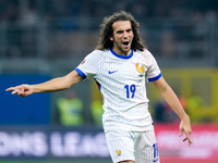 Matteo Guendouzi of France yells during the UEFA Nations League 2024/25 League A Group 2 match between Italy and France at Stadio Giuseppe M...