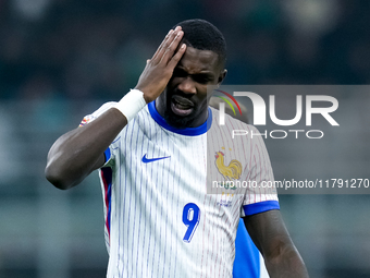 Marcus Thuram of France reacts during the UEFA Nations League 2024/25 League A Group 2 match between Italy and France at Stadio Giuseppe Mea...