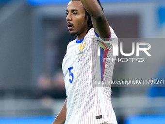 Jules Kounde' of France gestures during the UEFA Nations League 2024/25 League A Group 2 match between Italy and France at Stadio Giuseppe M...