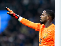 Mike Maignan of France gestures during the UEFA Nations League 2024/25 League A Group 2 match between Italy and France at Stadio Giuseppe Me...