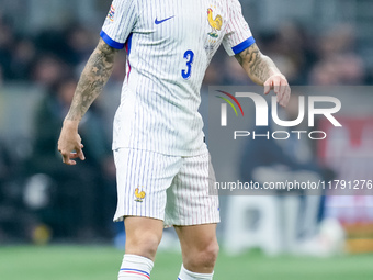 Lucas Digne of France looks on during the UEFA Nations League 2024/25 League A Group 2 match between Italy and France at Stadio Giuseppe Mea...