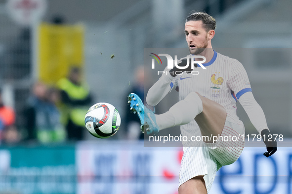 Adrien Rabiot of France controls the ball during the UEFA Nations League 2024/25 League A Group 2 match between Italy and France at Stadio G...