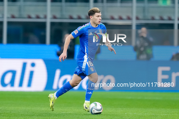 Nicolo' Barella of Italy during the UEFA Nations League 2024/25 League A Group 2 match between Italy and France at Stadio Giuseppe Meazza on...