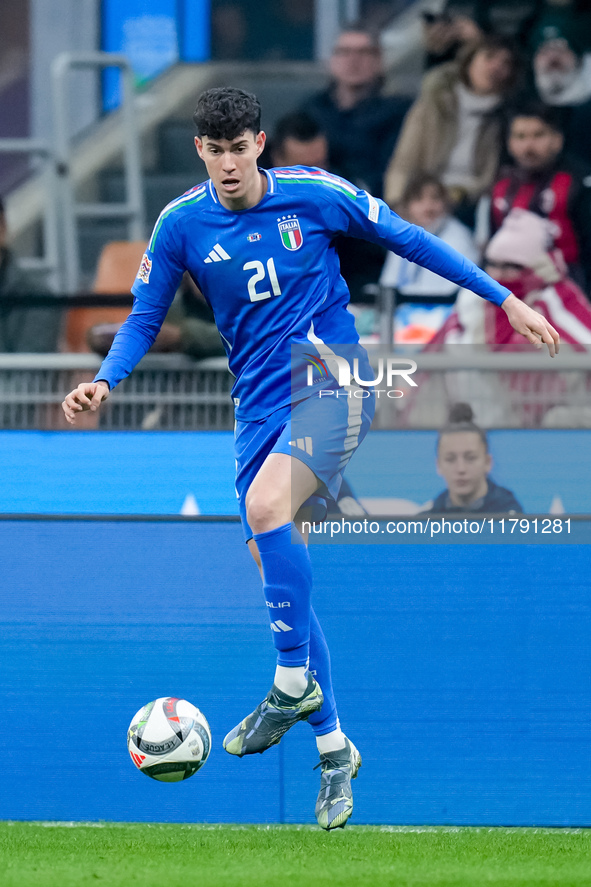 Alessandro Bastoni of Italy during the UEFA Nations League 2024/25 League A Group 2 match between Italy and France at Stadio Giuseppe Meazza...