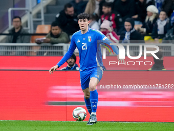 Alessandro Bastoni of Italy during the UEFA Nations League 2024/25 League A Group 2 match between Italy and France at Stadio Giuseppe Meazza...