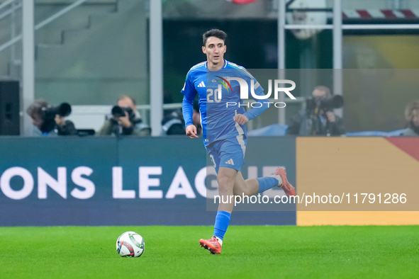 Andrea Cambiaso of Italy during the UEFA Nations League 2024/25 League A Group 2 match between Italy and France at Stadio Giuseppe Meazza on...