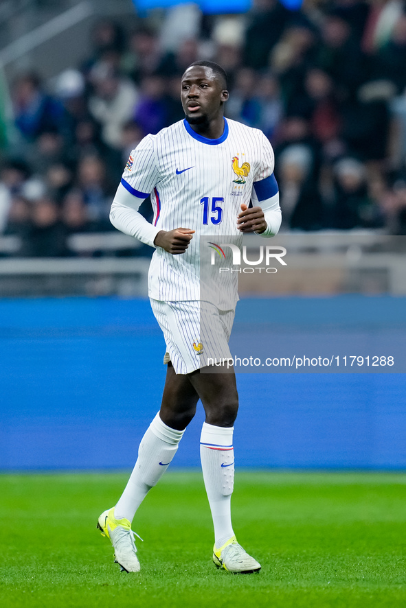 Ibrahima Konate' of France looks on during the UEFA Nations League 2024/25 League A Group 2 match between Italy and France at Stadio Giusepp...