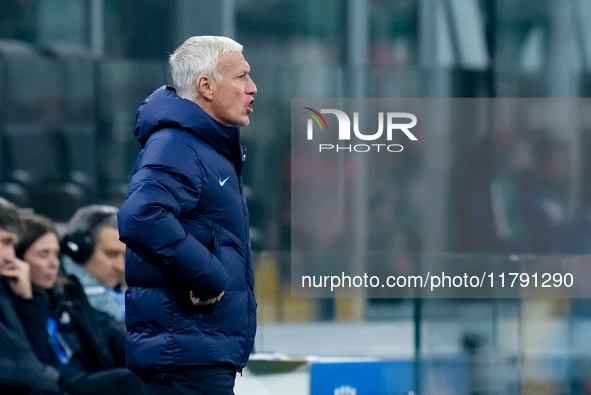 Didier Deschamps head coach of France yells during the UEFA Nations League 2024/25 League A Group 2 match between Italy and France at Stadio...