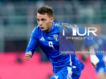 Mateo Retegui of Italy during the UEFA Nations League 2024/25 League A Group 2 match between Italy and France at Stadio Giuseppe Meazza on N...