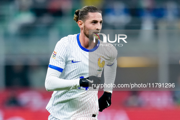 Adrien Rabiot of France looks on during the UEFA Nations League 2024/25 League A Group 2 match between Italy and France at Stadio Giuseppe M...