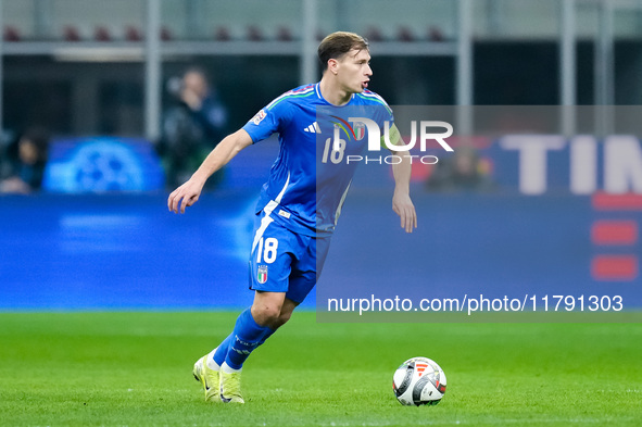 Nicolo' Barella of Italy during the UEFA Nations League 2024/25 League A Group 2 match between Italy and France at Stadio Giuseppe Meazza on...