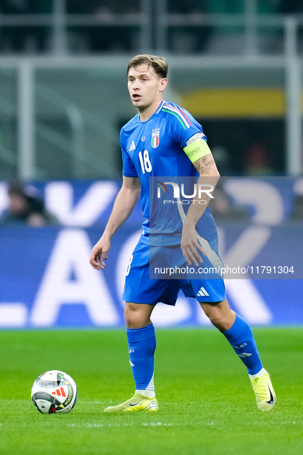 Nicolo' Barella of Italy during the UEFA Nations League 2024/25 League A Group 2 match between Italy and France at Stadio Giuseppe Meazza on...