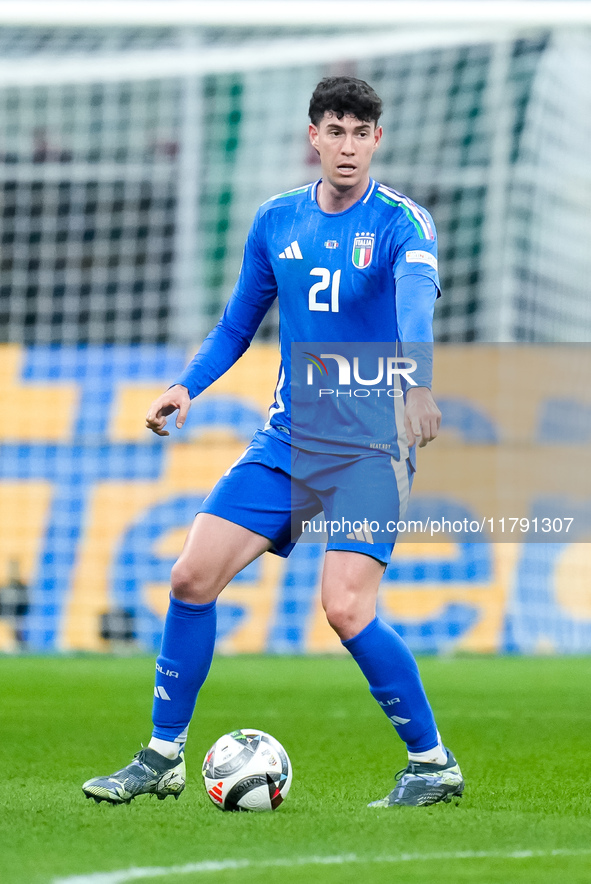 Alessandro Bastoni of Italy during the UEFA Nations League 2024/25 League A Group 2 match between Italy and France at Stadio Giuseppe Meazza...